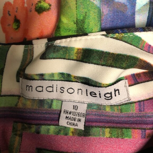 Madison Leigh Dress Womens Size 10 Colorful Geo Mod Floral Mixed Print Sheath - Picture 7 of 10